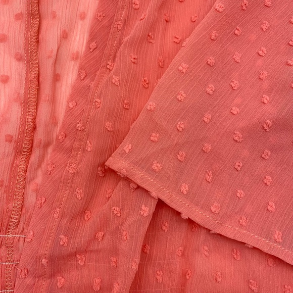 Torrid Women’s Plus Size Coral Pink Hi-Lo Clip Dot Open Kimono Sizes 1X 2X 3X 4X - Picture 9 of 14